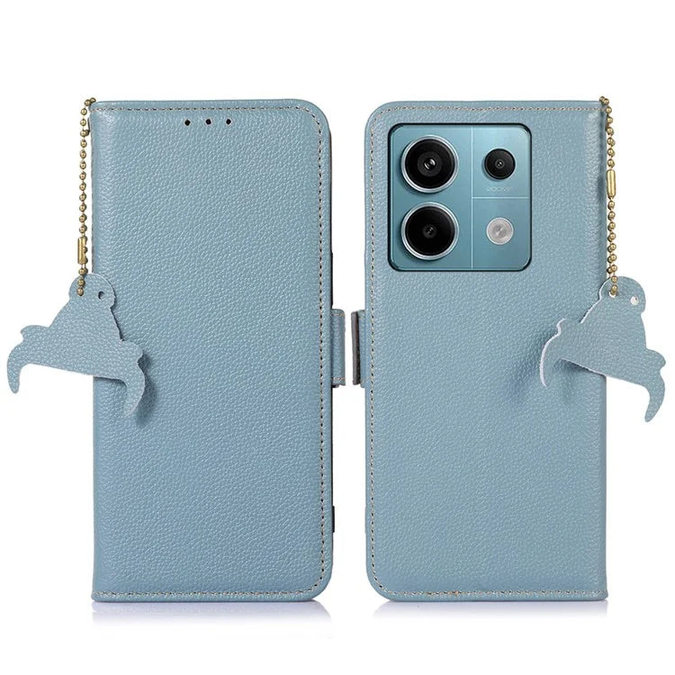 For Xiaomi Redmi Note 13 Pro 5G / Poco X6 5G Cell Phone Case RFID Blocking Wallet Genuine Cow Leather Cover