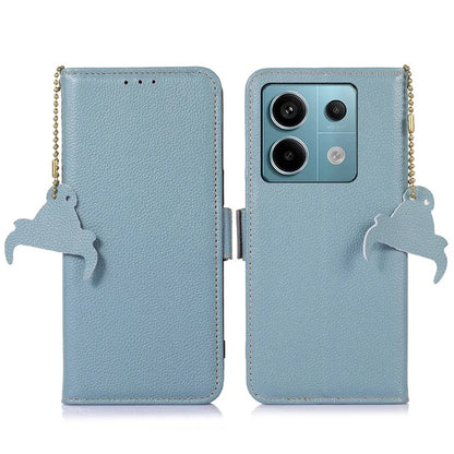 For Xiaomi Redmi Note 13 Pro 5G / Poco X6 5G Cell Phone Case RFID Blocking Wallet Genuine Cow Leather Cover