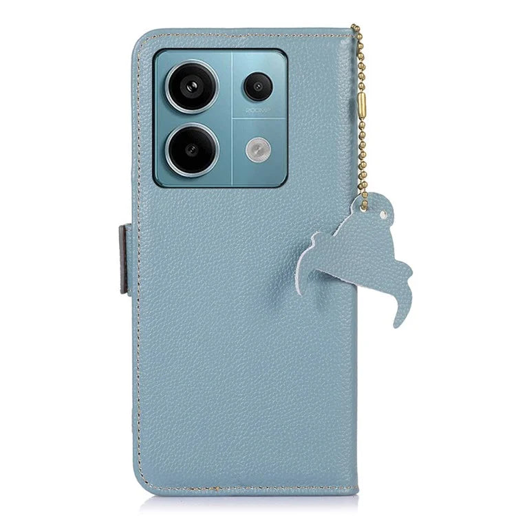 For Xiaomi Redmi Note 13 Pro 5G / Poco X6 5G Cell Phone Case RFID Blocking Wallet Genuine Cow Leather Cover