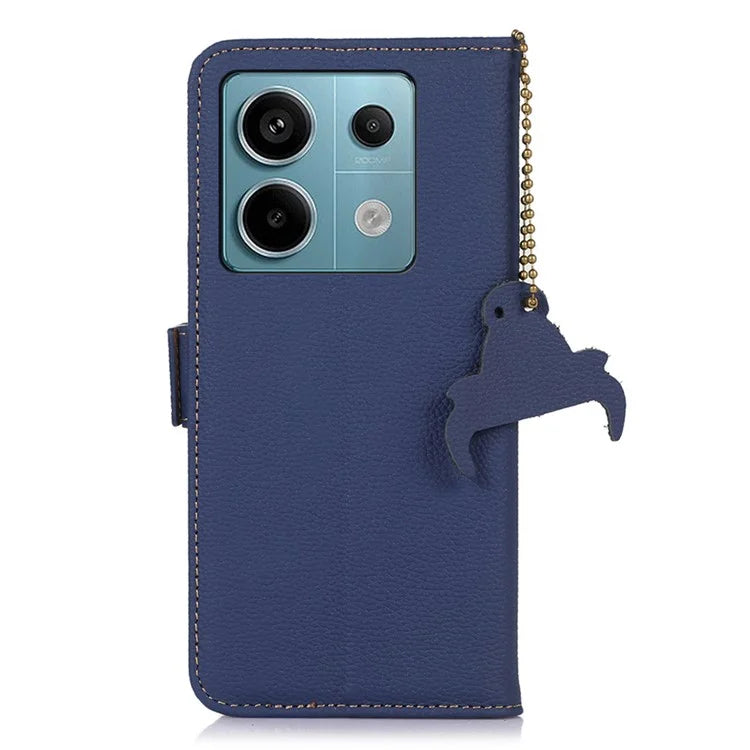 For Xiaomi Redmi Note 13 Pro 5G / Poco X6 5G Cell Phone Case RFID Blocking Wallet Genuine Cow Leather Cover