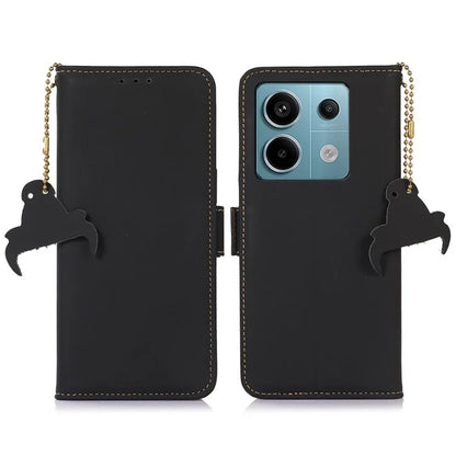 For Xiaomi Redmi Note 13 Pro 5G / Poco X6 5G Case Genuine Cow Leather RFID Blocking Wallet Stand Cover