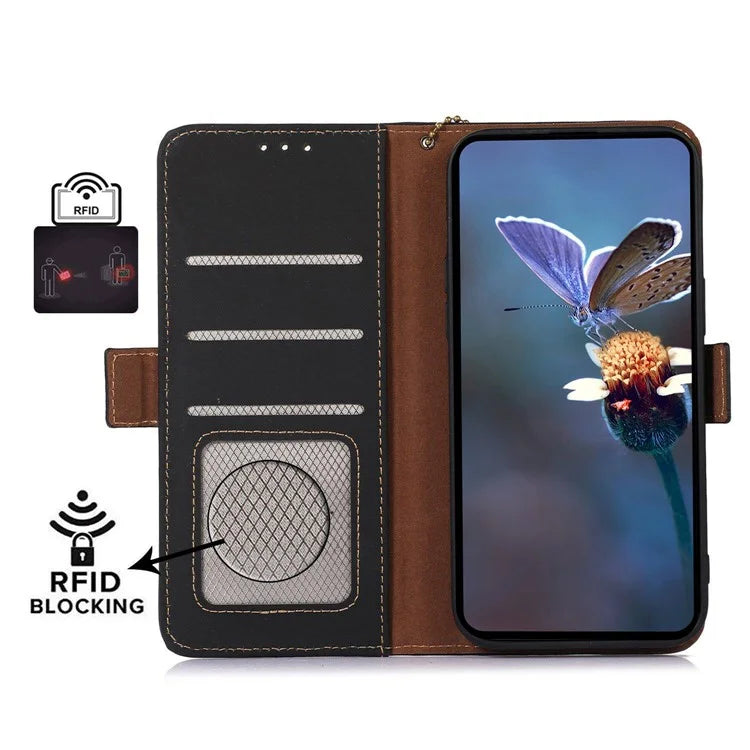 For Xiaomi Redmi Note 13 Pro 5G / Poco X6 5G Case Genuine Cow Leather RFID Blocking Wallet Stand Cover