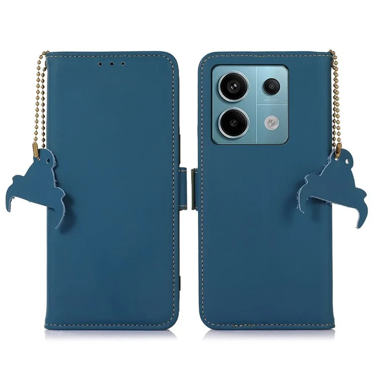 For Xiaomi Redmi Note 13 Pro 5G / Poco X6 5G Case Genuine Cow Leather RFID Blocking Wallet Stand Cover