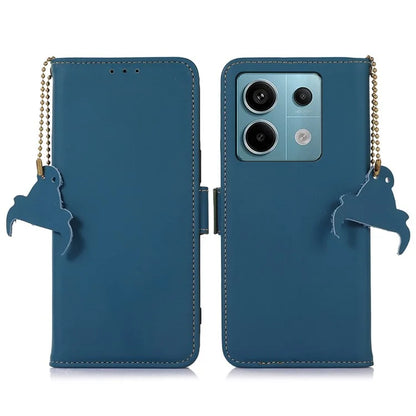 For Xiaomi Redmi Note 13 Pro 5G / Poco X6 5G Case Genuine Cow Leather RFID Blocking Wallet Stand Cover