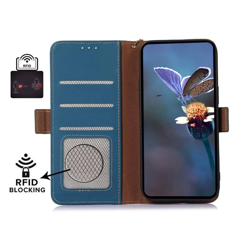 For Xiaomi Redmi Note 13 Pro 5G / Poco X6 5G Case Genuine Cow Leather RFID Blocking Wallet Stand Cover