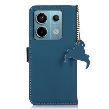 For Xiaomi Redmi Note 13 Pro 5G / Poco X6 5G Case Genuine Cow Leather RFID Blocking Wallet Stand Cover
