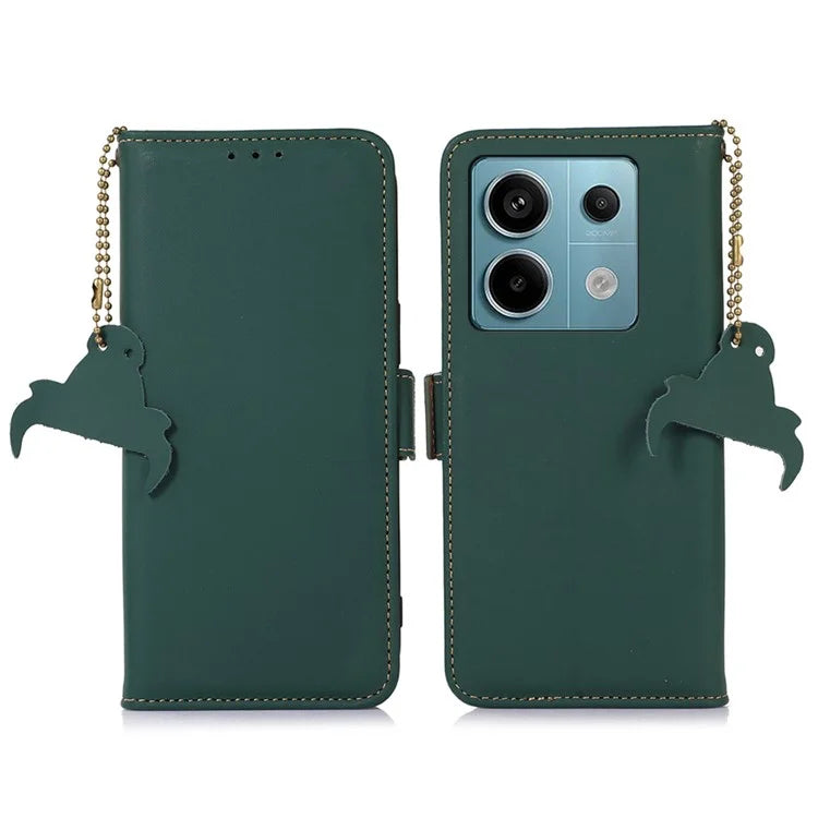For Xiaomi Redmi Note 13 Pro 5G / Poco X6 5G Case Genuine Cow Leather RFID Blocking Wallet Stand Cover
