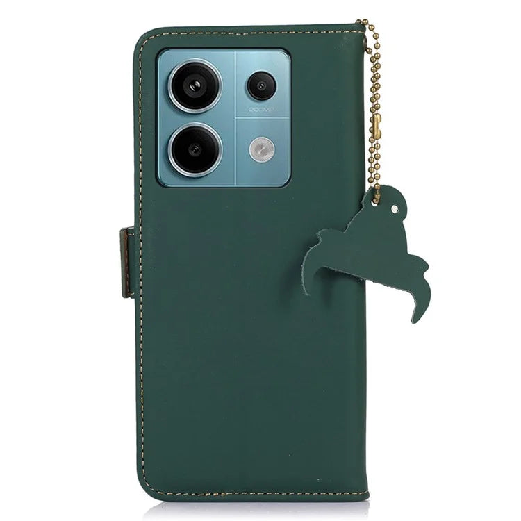 For Xiaomi Redmi Note 13 Pro 5G / Poco X6 5G Case Genuine Cow Leather RFID Blocking Wallet Stand Cover