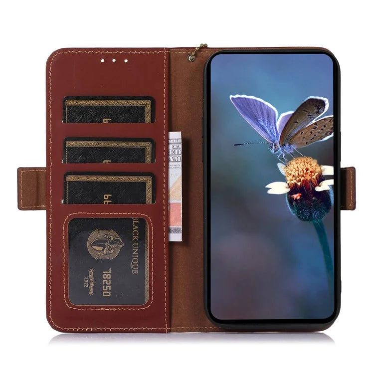 For Xiaomi Redmi Note 13 Pro 5G / Poco X6 5G Case Genuine Cow Leather RFID Blocking Wallet Stand Cover
