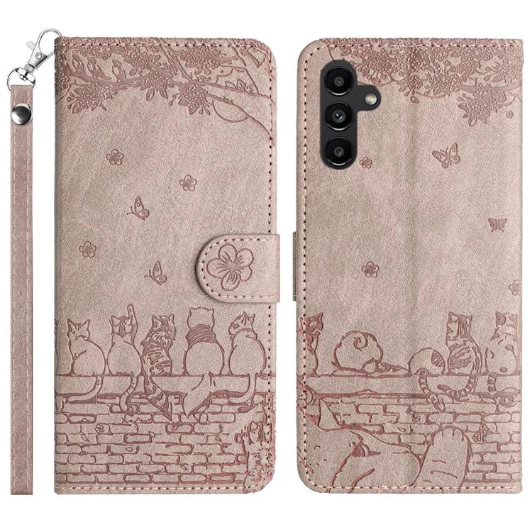For Samsung Galaxy A15 5G Cover PU Leather Wallet Cell Phone Case with Strap