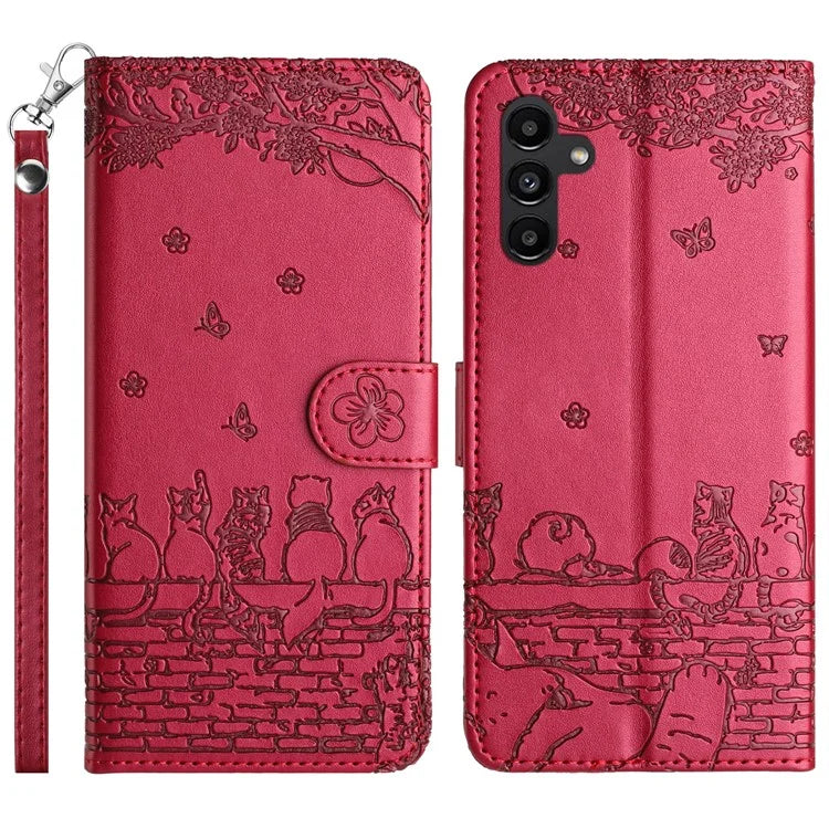 For Samsung Galaxy A15 5G Cover PU Leather Wallet Cell Phone Case with Strap