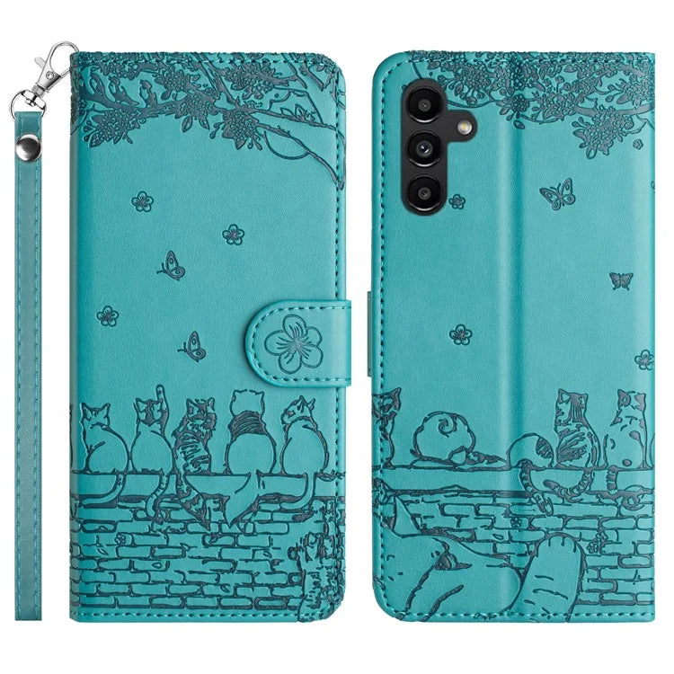 For Samsung Galaxy A15 5G Cover PU Leather Wallet Cell Phone Case with Strap