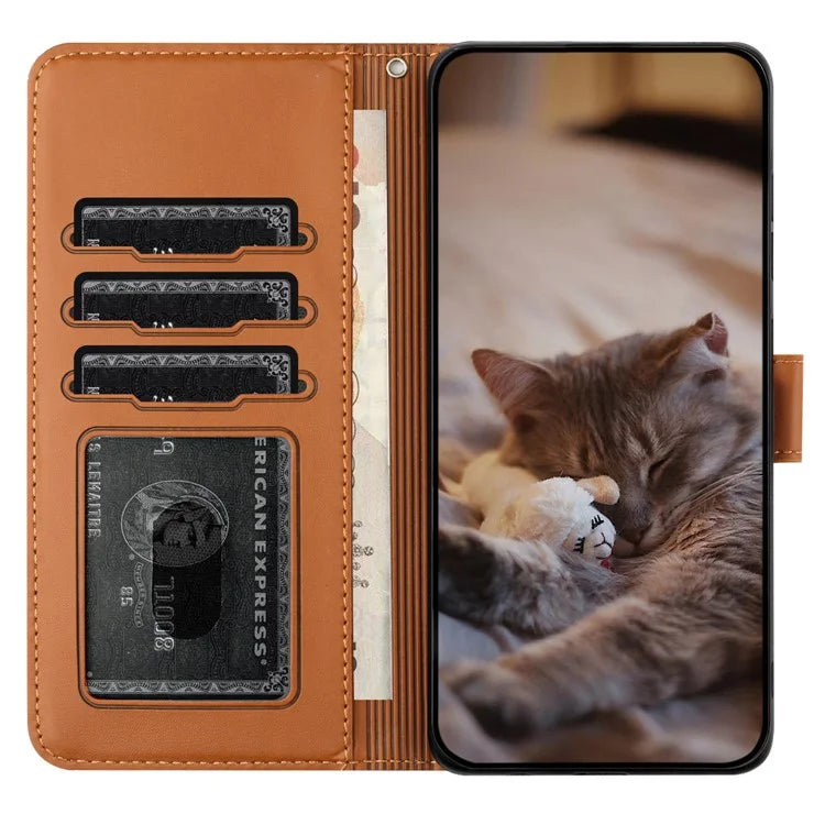 For Samsung Galaxy A15 5G Cover PU Leather Wallet Cell Phone Case with Strap