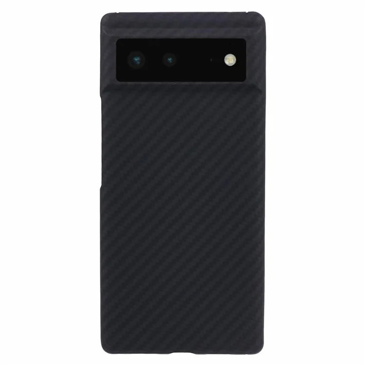 For Google Pixel 6 Black Cell Phone Cover 1500D Coarse Texture Aramid Fiber Slim-Fit Case with Big Lens Cutout
