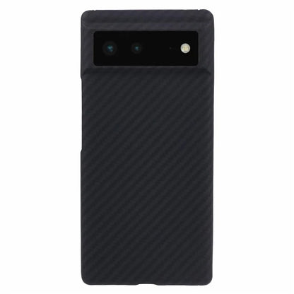 For Google Pixel 6 Black Cell Phone Cover 1500D Coarse Texture Aramid Fiber Slim-Fit Case with Big Lens Cutout
