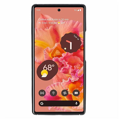 For Google Pixel 6 Black Cell Phone Cover 1500D Coarse Texture Aramid Fiber Slim-Fit Case with Big Lens Cutout