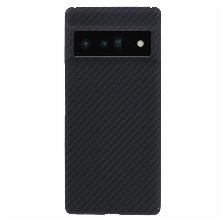 For Google Pixel 6 Pro 5G Slim-Fit Case Black 1500D Coarse Texture Aramid Fiber Mobile Phone Cover with Big Lens Cutout