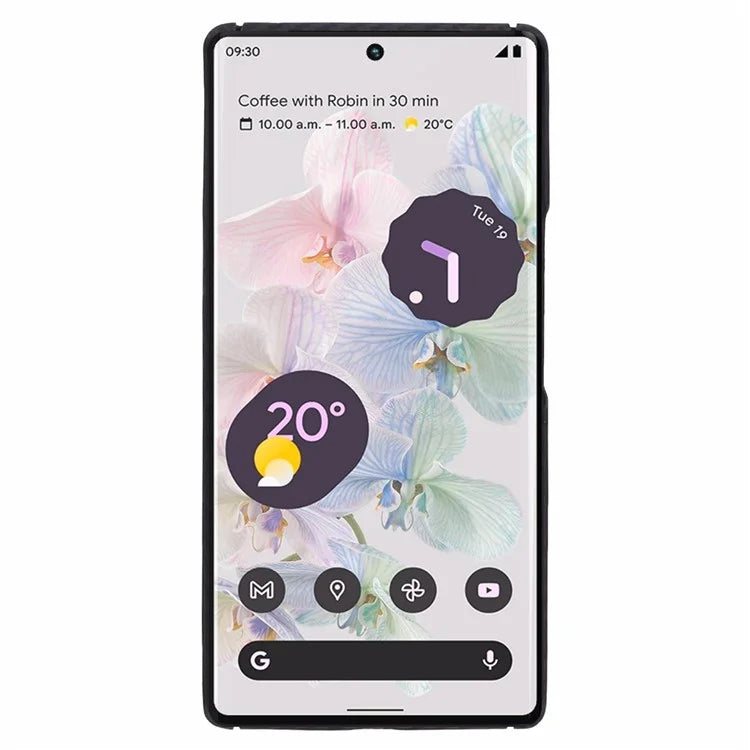 For Google Pixel 6 Pro 5G Slim-Fit Case Black 1500D Coarse Texture Aramid Fiber Mobile Phone Cover with Big Lens Cutout