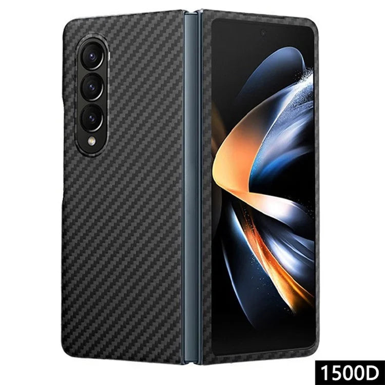 For Samsung Galaxy Z Fold4 5G Cell Phone Case 1500D Coarse Texture Aramid Fiber Anti-drop Cover (Big Rear Lens Hole)