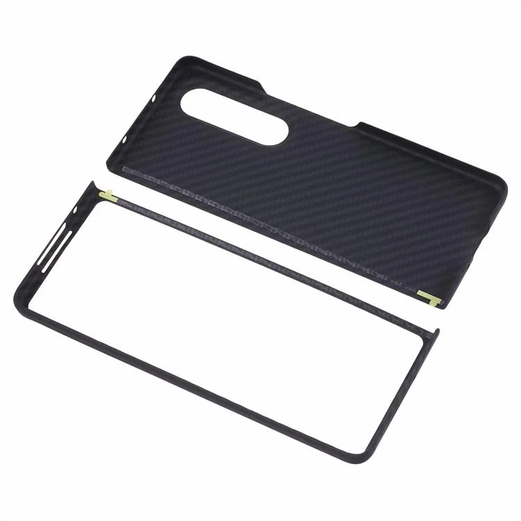 For Samsung Galaxy Z Fold4 5G Cell Phone Case 1500D Coarse Texture Aramid Fiber Anti-drop Cover (Big Rear Lens Hole)