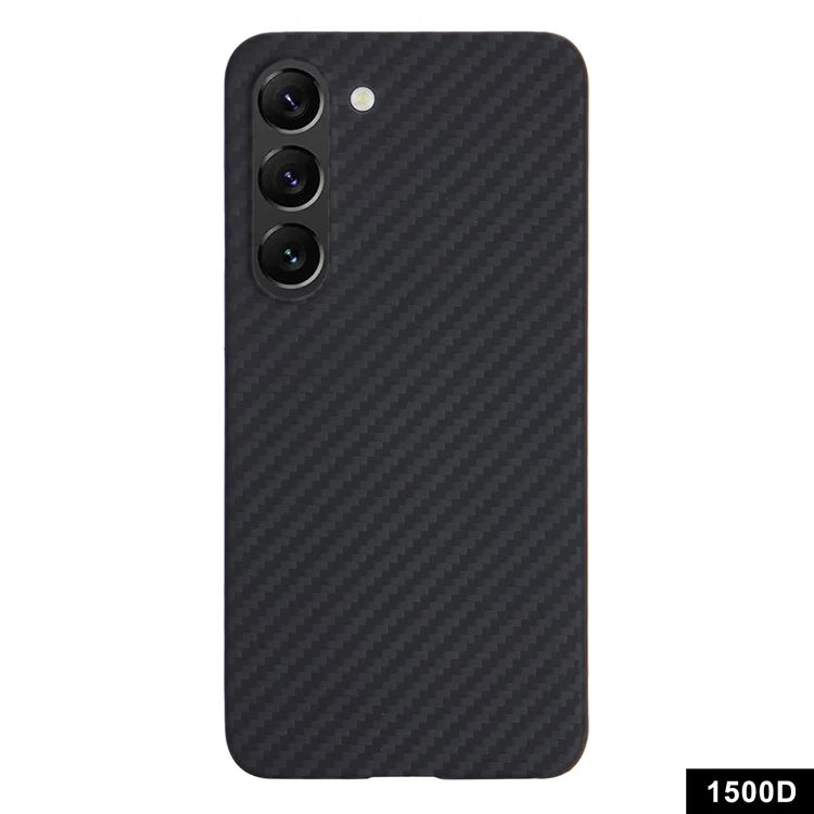 For Samsung Galaxy S23 Case Aramid Fiber 1500D Coarse Texture Aramid Fiber Slim Phone Back Cover (Big Lens Hole)