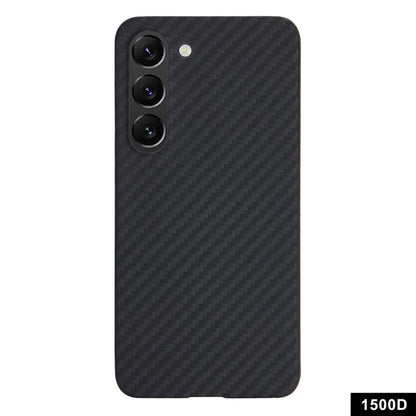 For Samsung Galaxy S23 Case Aramid Fiber 1500D Coarse Texture Aramid Fiber Slim Phone Back Cover (Big Lens Hole)
