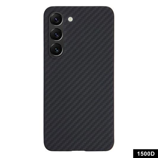 For Samsung Galaxy S23 Case Aramid Fiber 1500D Coarse Texture Aramid Fiber Slim Phone Back Cover (Big Lens Hole)