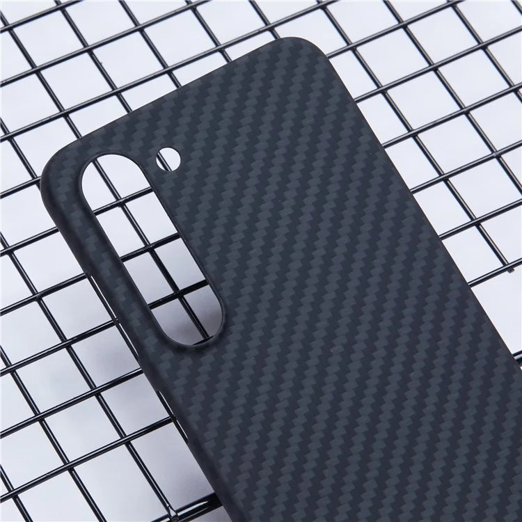 For Samsung Galaxy S23 Case Aramid Fiber 1500D Coarse Texture Aramid Fiber Slim Phone Back Cover (Big Lens Hole)