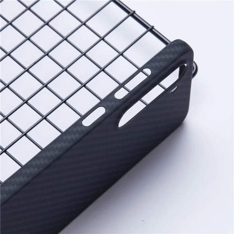 For Samsung Galaxy S23 Case Aramid Fiber 1500D Coarse Texture Aramid Fiber Slim Phone Back Cover (Big Lens Hole)