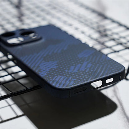 For iPhone 15 Pro Case Aramid Fiber Camouflage Style Precise Cutout Phone Protective Shell