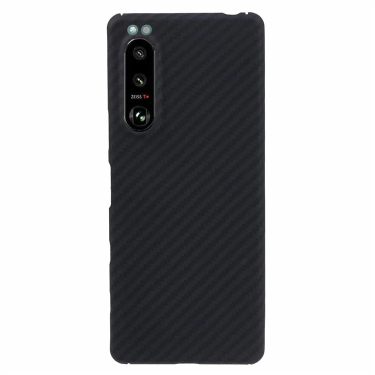 Anti-Drop Black Phone Case for Sony Xperia 5 III 5G Case 1500D Coarse Texture Aramid Fiber Cover (Big Rear Lens Hole)