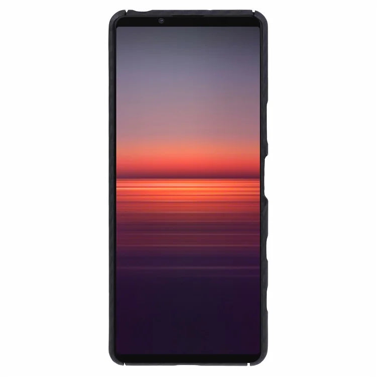 Aramid Fiber Slim Case for Sony Xperia 5 II Case 1500D Coarse Texture Black Phone Cover (Big Rear Lens Hole)