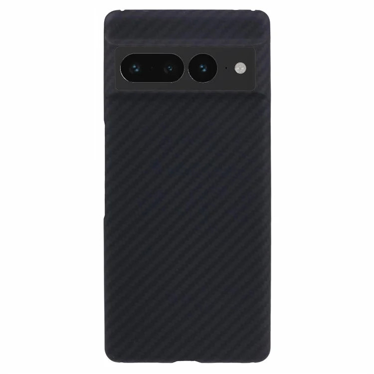 For Google Pixel 7 Pro 5G Case 1500D Coarse Texture Aramid Fiber Anti-Drop Slim Black Phone Cover (Big Rear Lens Hole)