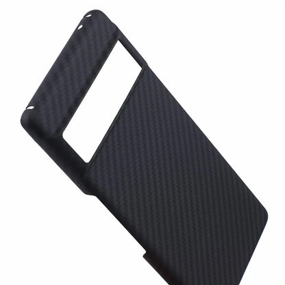 For Google Pixel 7 Pro 5G Case 1500D Coarse Texture Aramid Fiber Anti-Drop Slim Black Phone Cover (Big Rear Lens Hole)