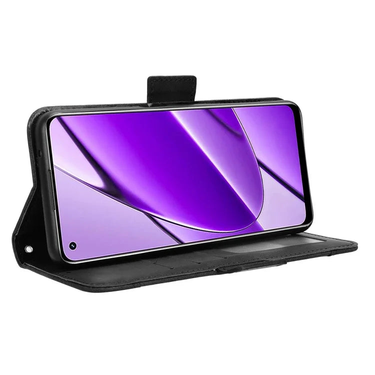 For Realme 11 4G (159.9x73.3x7.95mm) Wallet Case PU Leather Multiple Card Slots  Phone Cover