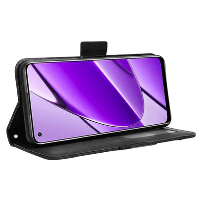 For Realme 11 4G (159.9x73.3x7.95mm) Wallet Case PU Leather Multiple Card Slots  Phone Cover