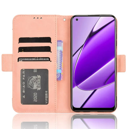 For Realme 11 4G (159.9x73.3x7.95mm) Wallet Case PU Leather Multiple Card Slots  Phone Cover