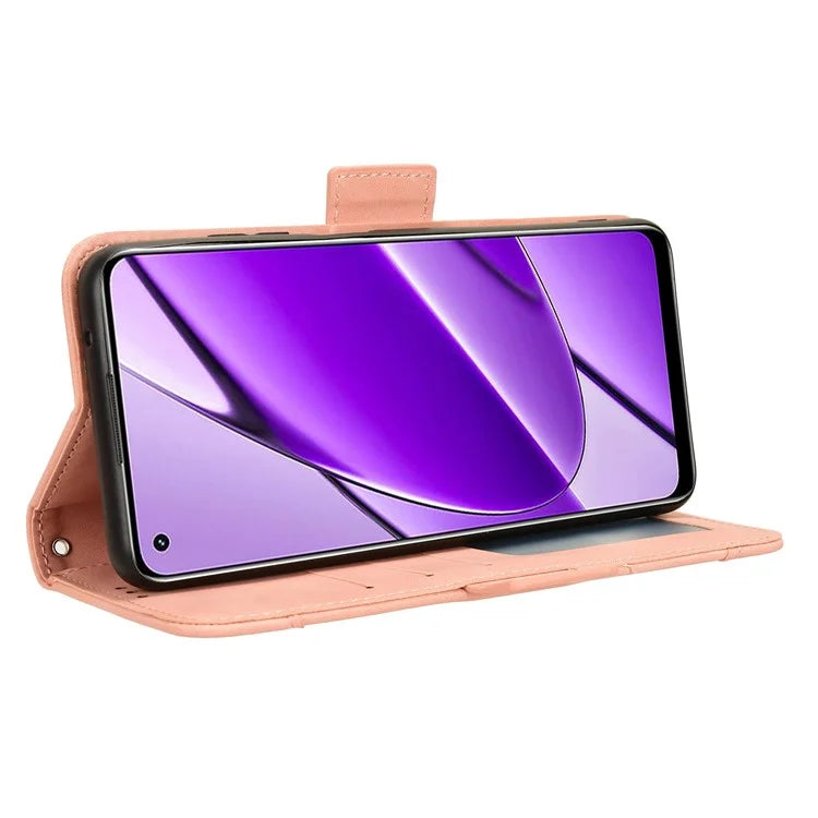 For Realme 11 4G (159.9x73.3x7.95mm) Wallet Case PU Leather Multiple Card Slots  Phone Cover