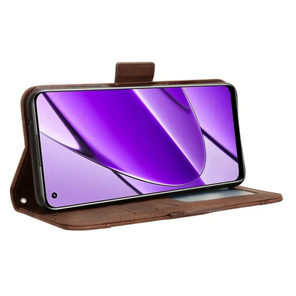 For Realme 11 4G (159.9x73.3x7.95mm) Wallet Case PU Leather Multiple Card Slots  Phone Cover