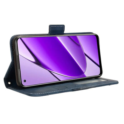 For Realme 11 4G (159.9x73.3x7.95mm) Wallet Case PU Leather Multiple Card Slots  Phone Cover