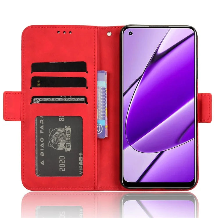 For Realme 11 4G (159.9x73.3x7.95mm) Wallet Case PU Leather Multiple Card Slots  Phone Cover