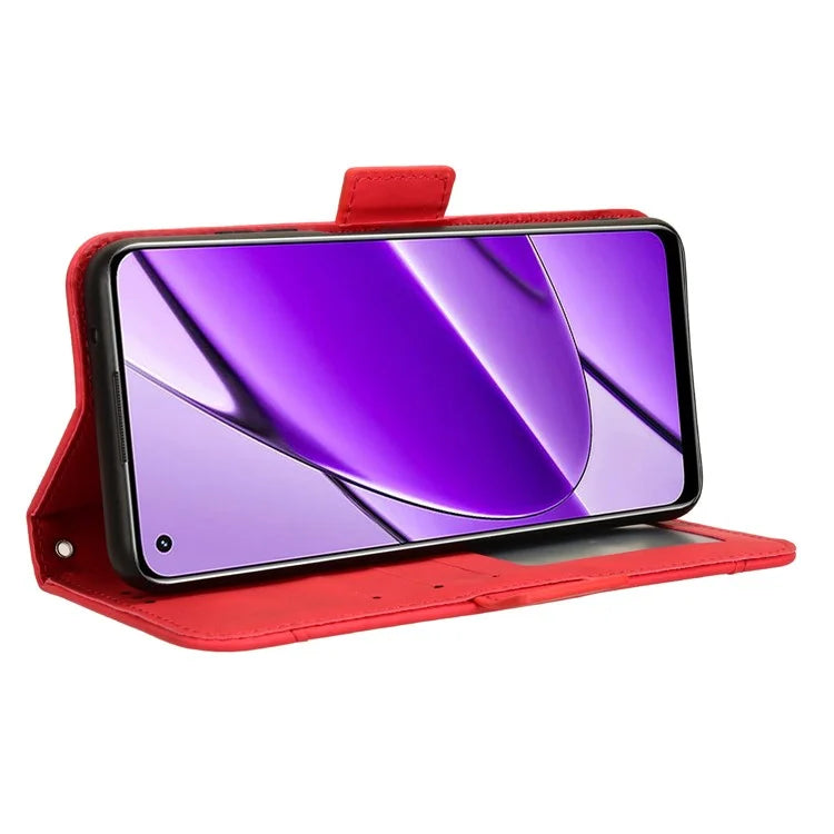 For Realme 11 4G (159.9x73.3x7.95mm) Wallet Case PU Leather Multiple Card Slots  Phone Cover