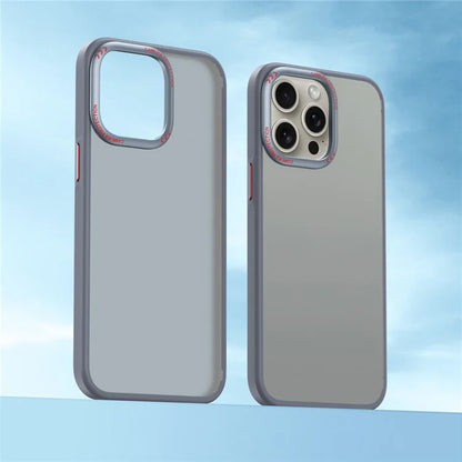 For iPhone 15 Pro Max Matte Phone Case Metal Lens Frame Protective Cover