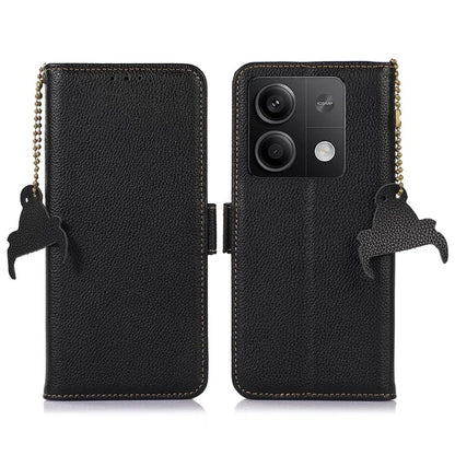 For Xiaomi Redmi Note 13 5G / 13 5G (China) Case Anti-fall RFID Blocking Genuine Cow Leather Smart Phone Cover