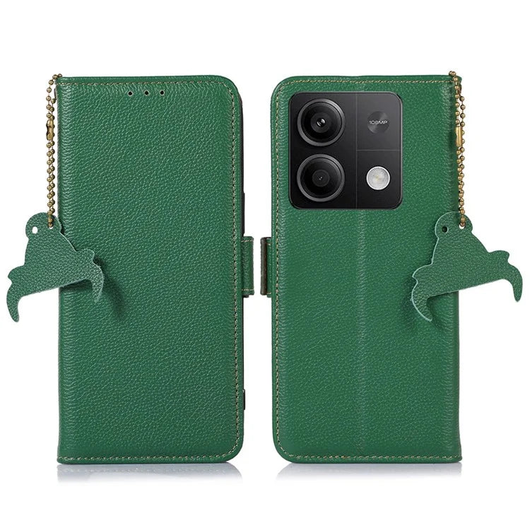 For Xiaomi Redmi Note 13 5G / 13 5G (China) Case Anti-fall RFID Blocking Genuine Cow Leather Smart Phone Cover