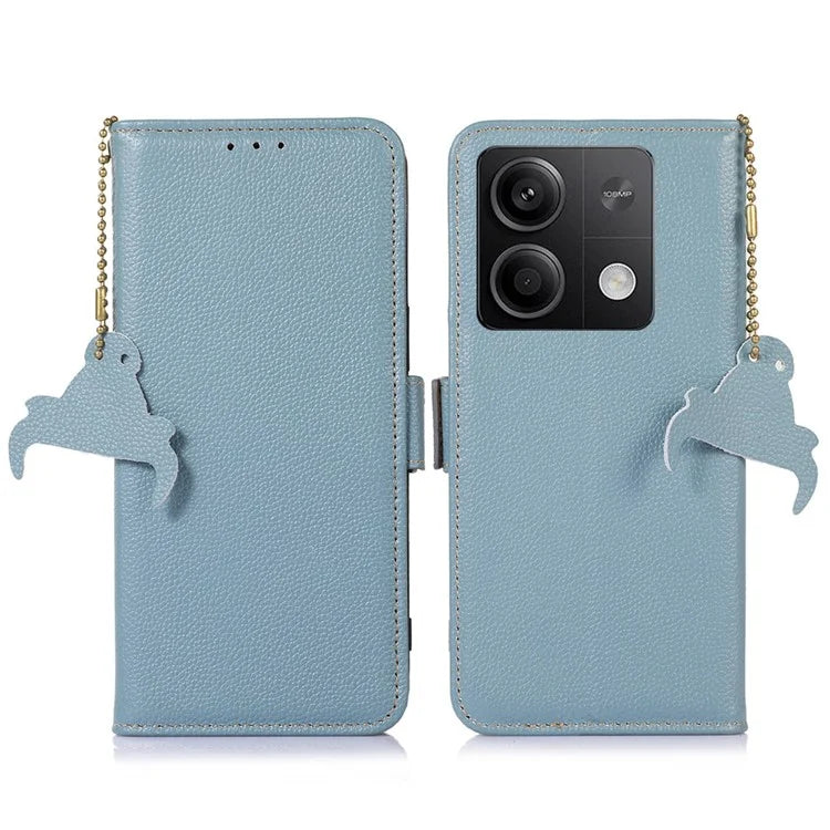 For Xiaomi Redmi Note 13 5G / 13 5G (China) Case Anti-fall RFID Blocking Genuine Cow Leather Smart Phone Cover