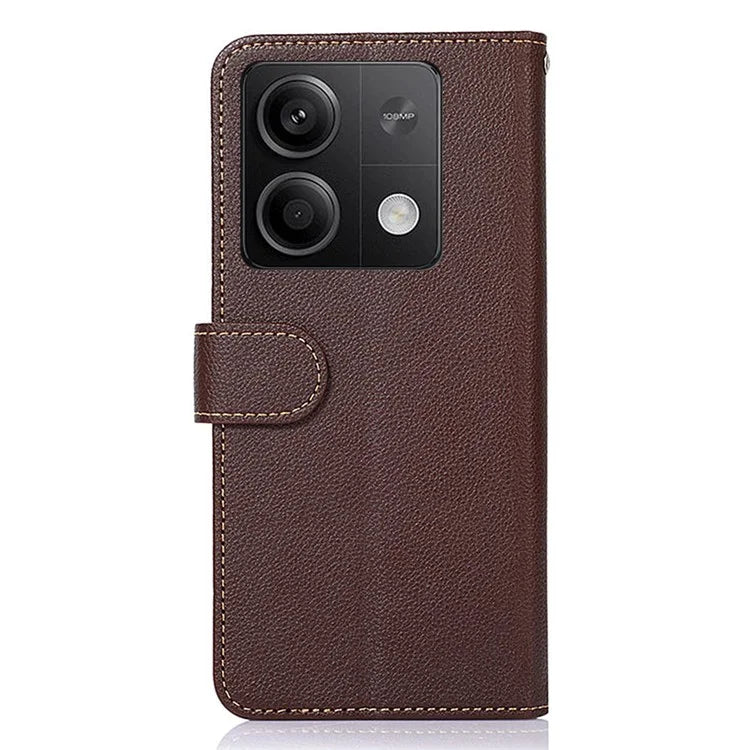 KHAZNEH For Xiaomi Redmi Note 13 5G / 13 5G (China) Cell Phone Case RFID Blocking Litchi Texture Protective Cover