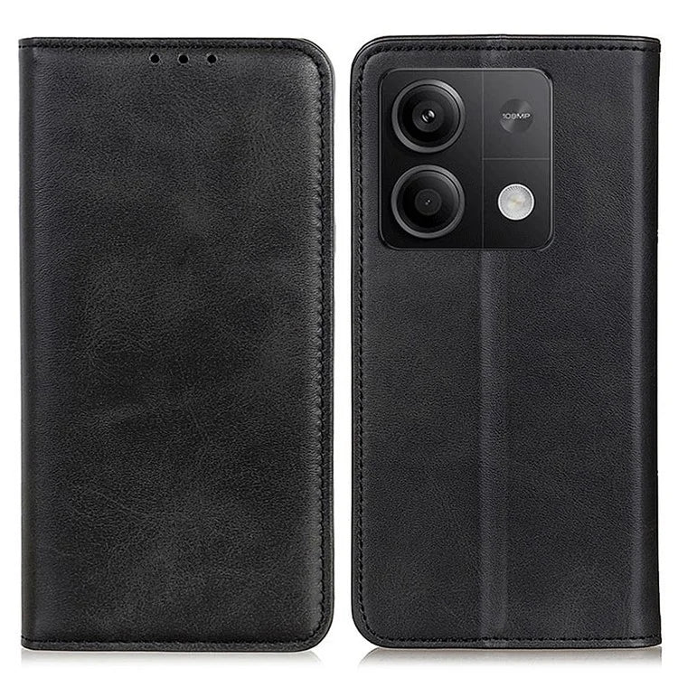 For Xiaomi Redmi Note 13 5G / 13 5G (China) Magnetic Phone Case Split Leather Cowhide Texture Wallet Cover