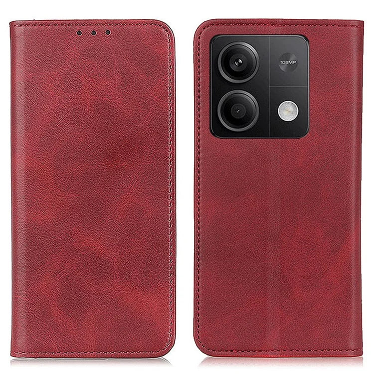 For Xiaomi Redmi Note 13 5G / 13 5G (China) Magnetic Phone Case Split Leather Cowhide Texture Wallet Cover