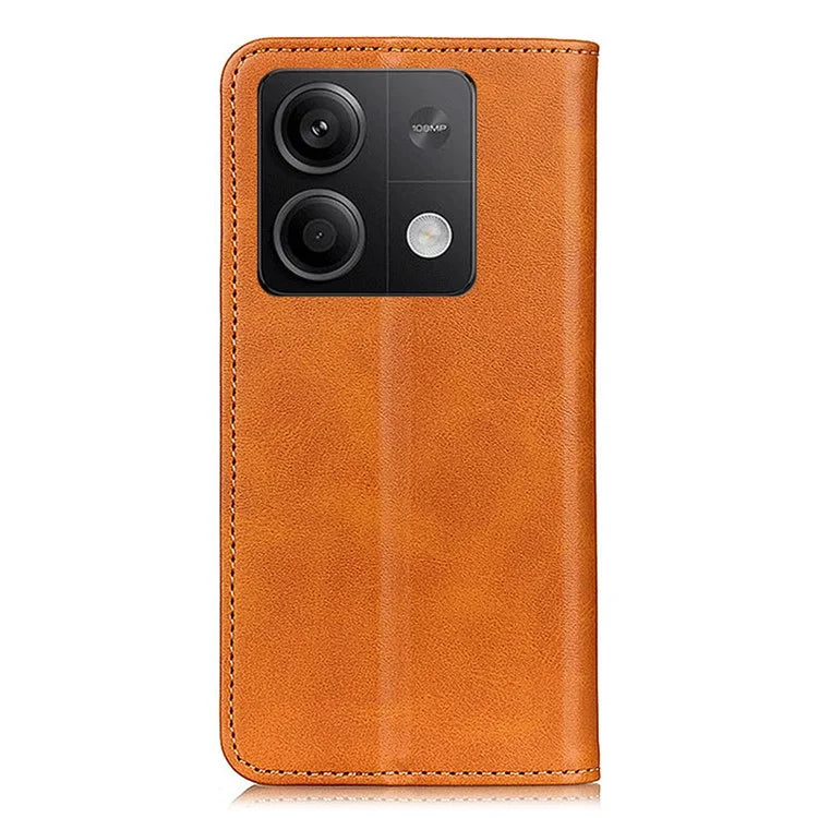 For Xiaomi Redmi Note 13 5G / 13 5G (China) Magnetic Phone Case Split Leather Cowhide Texture Wallet Cover